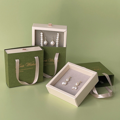 Custom Luxury Jewelry Ring Set Box Special Paper Printed Jewelry Packaging Box With Handle